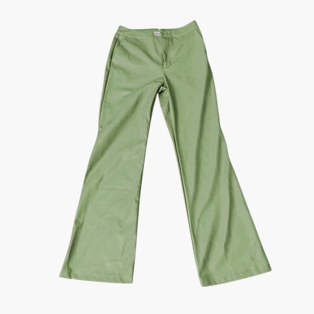 Avec Les Filles Faux Leather Pants 10 Sage Green Fleece Lined Edgy Earthy Warm